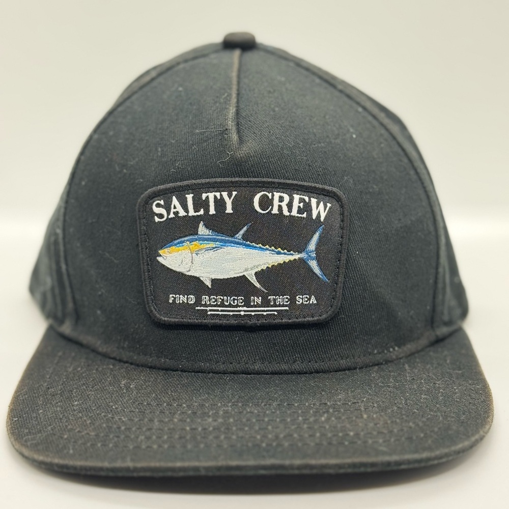 Salty Crew Black Hat with Fish Patch